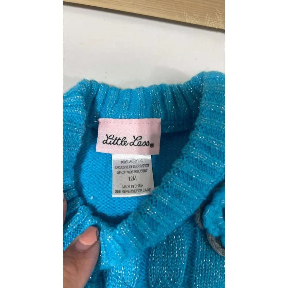 Little Lass 2 piece  outfit Size 12 months Blue and Gray Really Cute